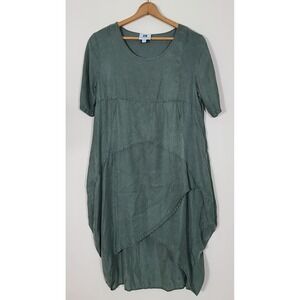 Vicky and Lucas Sage Green Dress M Lagenlook Boho Hippie Festival Oversized